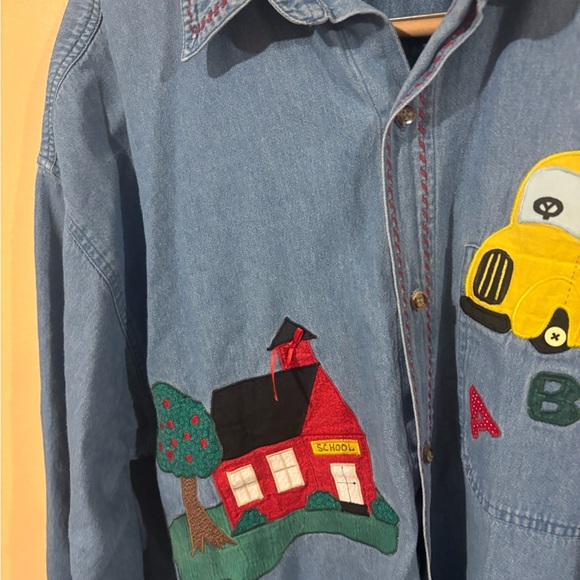 COPY - Dominion apparel embroidered school house bus vintage Jean shirt XL - Picture 4 of 9